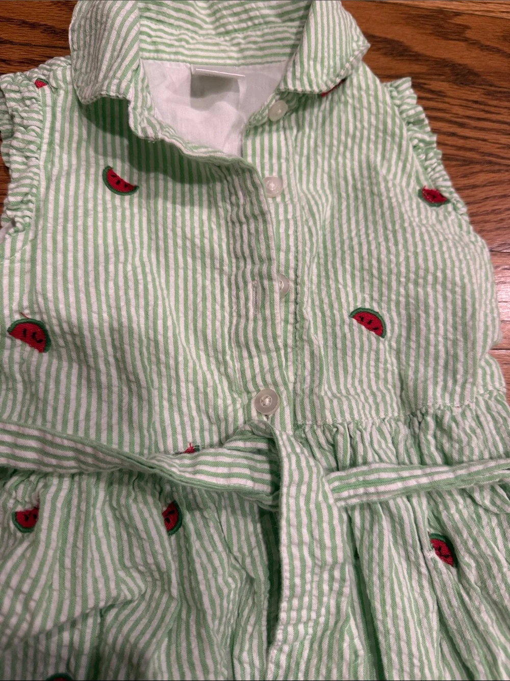 Vintage Gymboree girl size 3T Girls Green Seersucker Watermelon Dress